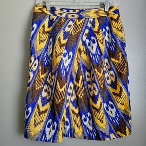 Vibrant Blue and Yellow Patterned Skirt